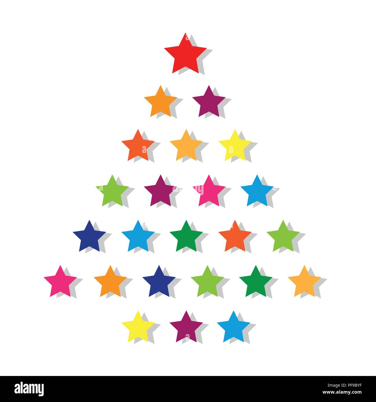 24 colorato stelle albero di natale illustrazione vettoriale EPS10 Illustrazione Vettoriale