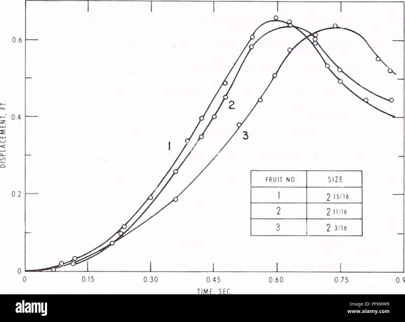 . Sviluppo di un sistema hydrohandling per lo smistamento e il dimensionamento delle mele per lo stoccaggio di pallet scatole. Le mele di manipolazione; mele Storage. MARKETING RESEARCH REPORT N° 74 3, U.S. Dipartimento di Agricoltura la velocità per la frutta in un infinitamente grande serbatoio. Vi è stata una notevole differenza tra il corretto e velocità teorica dei frutti, apparentemente a causa dell'uso di un impreciso coefficiente di resistenza nel caso teorico i calcoli di velocità. Il coefficiente di resistenza per una sfera perfetta è stata utilizzata, ma lo stelo e nonspherical forma del frutto è risultata in un più alto coefficiente di resistenza. La F2 va Foto Stock