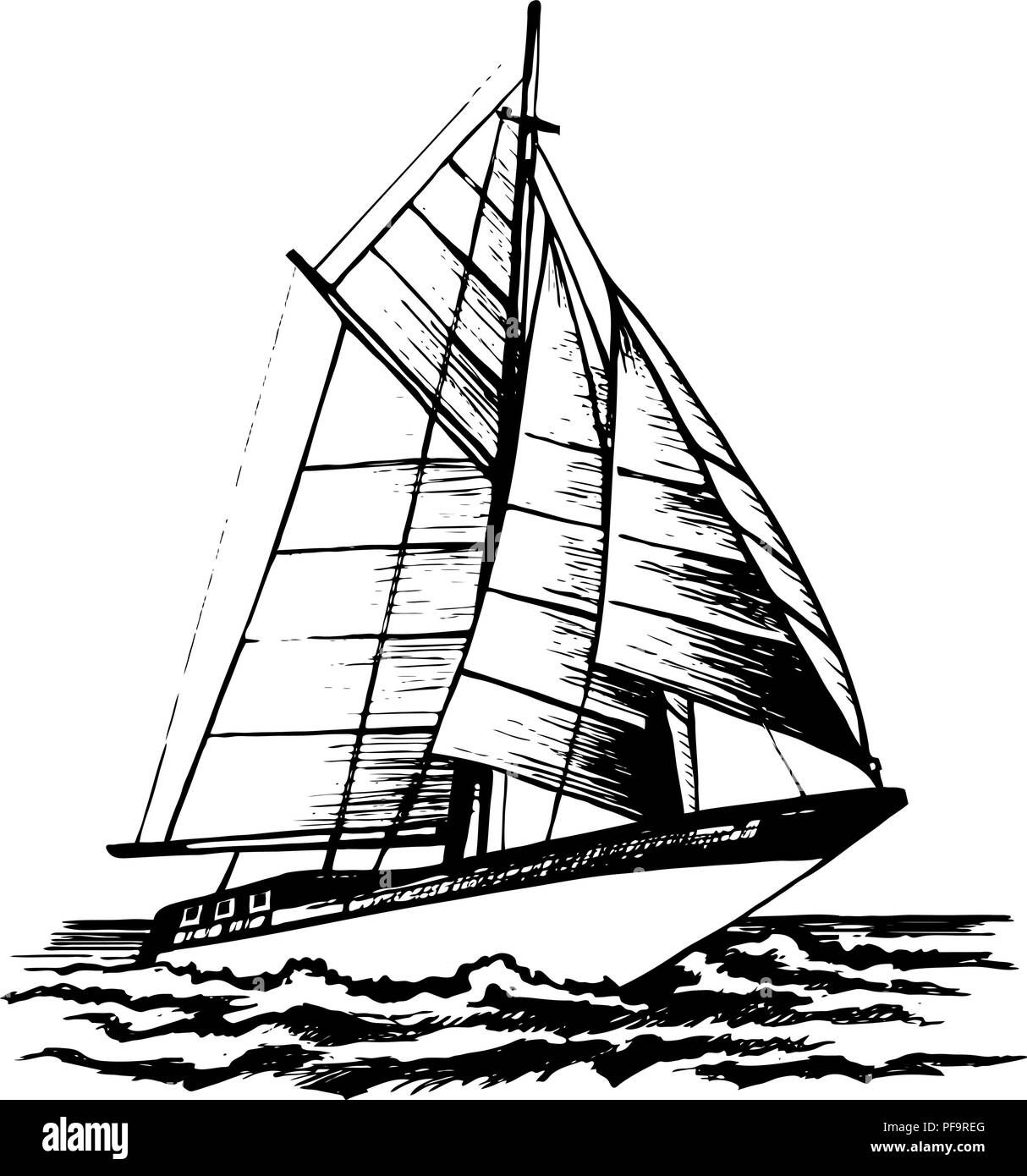 Barca A Vela Disegno Vettoriale Illustrazione Vettoriale