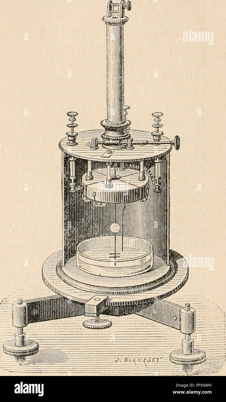 . Dictionnaire de physiologie. Fisiologia. FiG. 120. Â Electromotre Thomson. les oscillazioni de l'Aiguille. Sospendere Curie au contraire l'Aiguille par onu fil de platine de 1/50 de millimÃ¨tre, ce qui supprime le fil de cocon et l'acide. L'amor- tissement est obtenu en employant des quadranti en acier aimantÃ©, les courants induits arrÃªtent l'Aiguille. Pila de ' di carica. Â Il faut charger l'Aiguille ou les quadranti. Pour cela il emploie des pile de carica. Ce sont souvent de petits Ã©lÃ©- zioni zmc, cuivre et eau qu'on n'acidule mÃªme pas, auto on ne leur demandera aucun dÃ©bit. Actuellement o Foto Stock