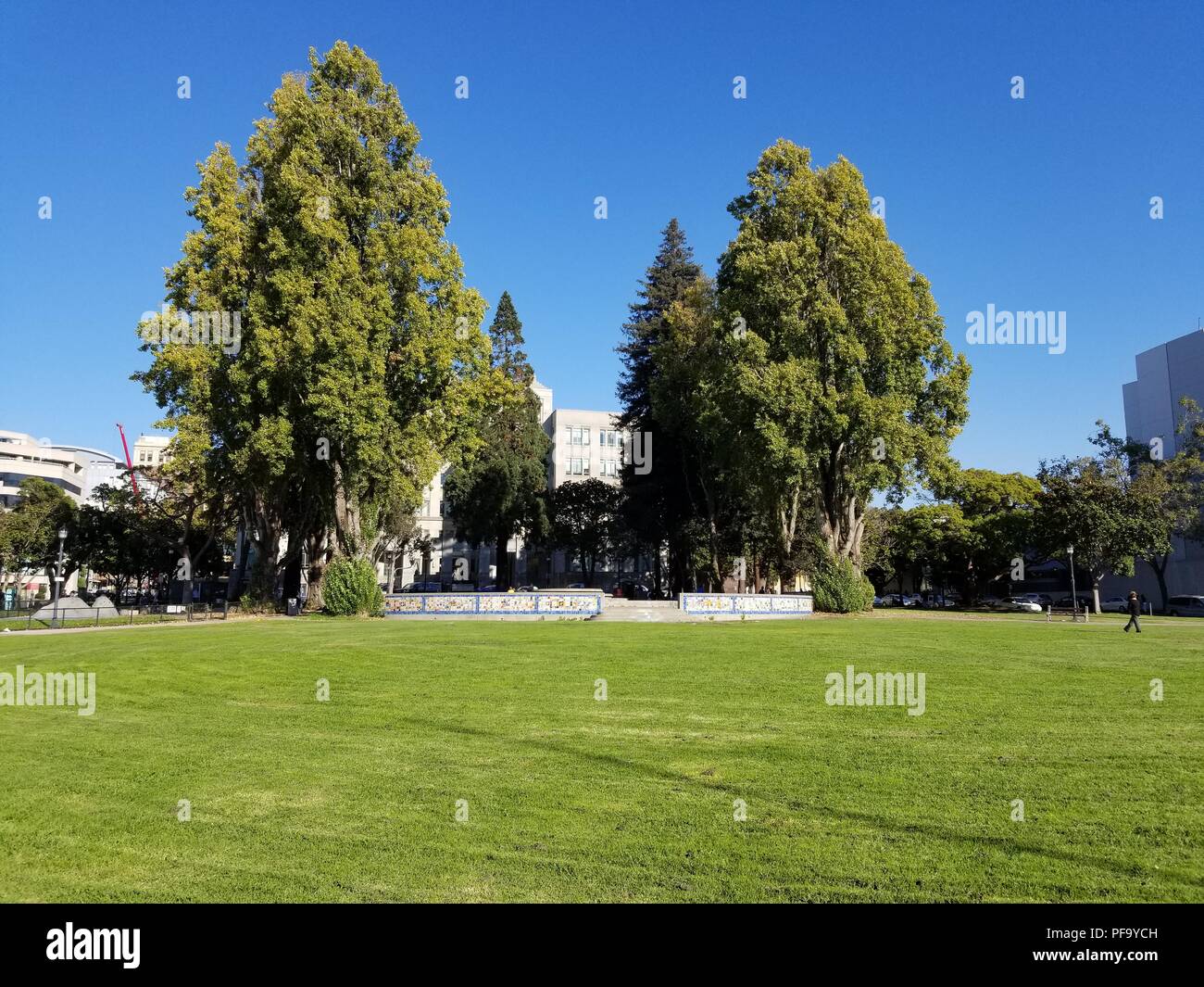 MLK Park nel centro cittadino di Berkeley, in California, il sito di molte proteste e raduni politici, Ottobre 6, 2017. () Foto Stock