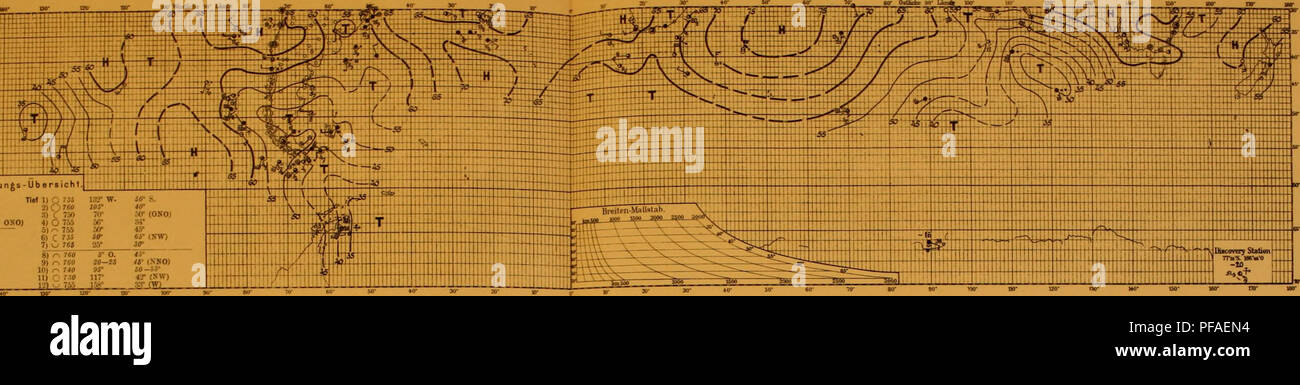 . Deutsche SÃ¼dpolar-Spedizione, 1901-1903, im Auftrage des Reichsamtes des Innern. Gauss (nave); spedizioni scientifiche. Deutsche SÃ¼dpolar- Expedition 1901â&GT; Nr. 394. S. SETTEMBRE HO9M Meteorologischer Atlas. Tafel 1H2 no. 394. S. Settembre 190! Â Â".. ho Witlerungs-Ãbersicht Tief l) ( lfti im0 l MOCh I) U ?6" IÂ" W , IC. Wswi , , (NW OSO) (| 1 MI 7) &LT;J II 9) r 760 S0-S5 4t (NNO) Hi) - ; per HP :, II) : 0 117 4fr CNW) 121 US US .irnn. r. HS. Â". Settembre HM Nr. 395. 9. Settembre 1902 ettari- [,.!!â n. iso". Si prega di notare che queste immagini vengono estratte dalla pagina sottoposta a scansione le immagini che potrebbero h Foto Stock