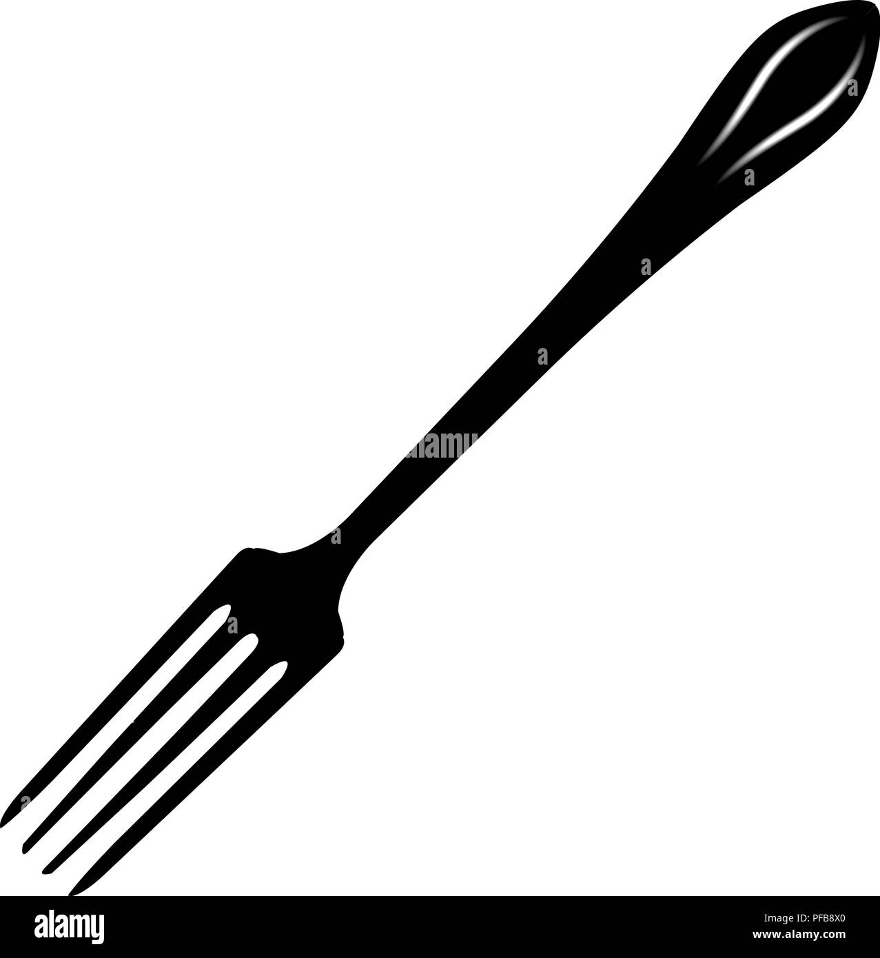 Forcella per mangiare e mangiare cibo silhouette isolati su sfondo bianco Illustrazione Vettoriale