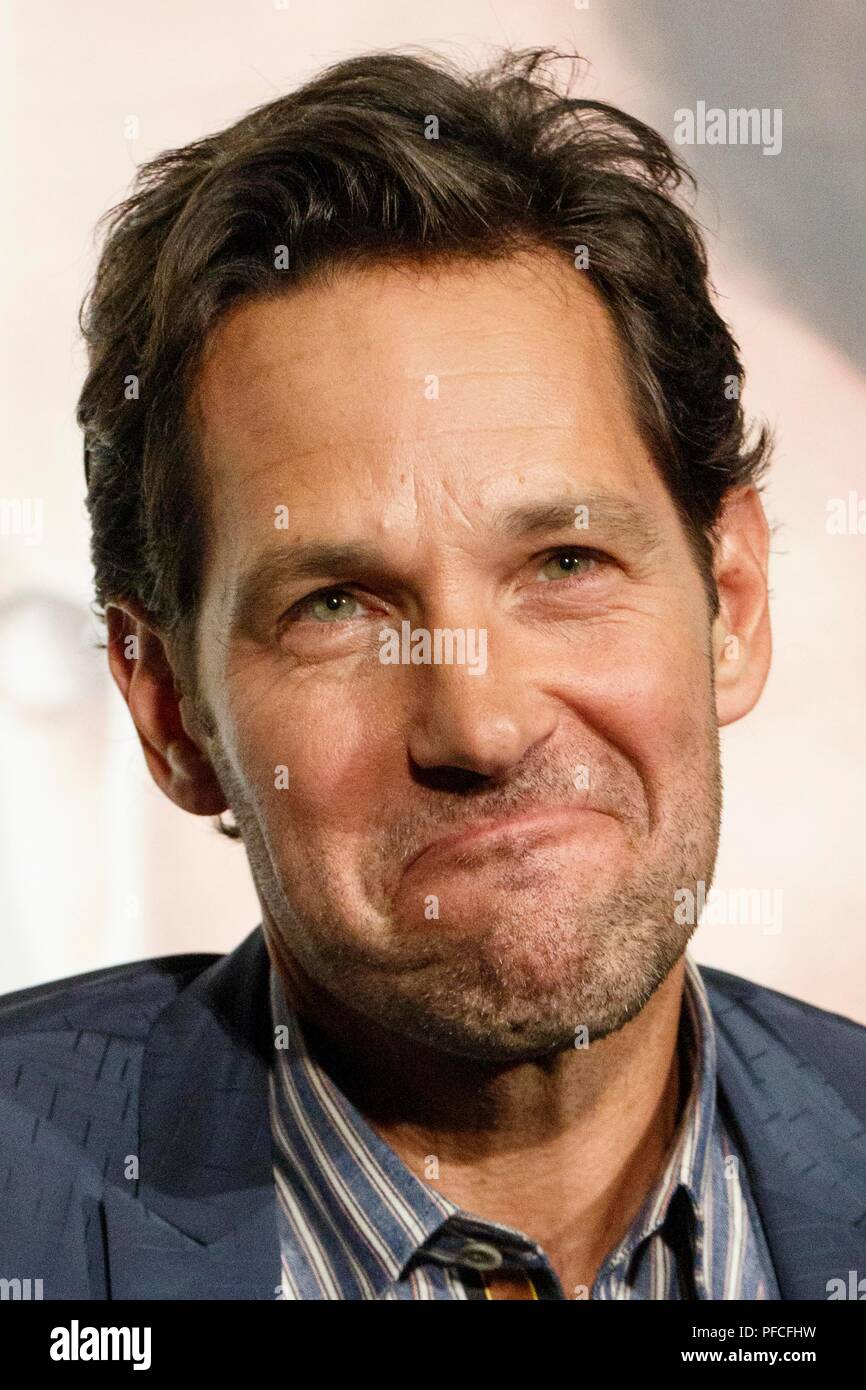 Tokyo, Giappone. 21 Ago, 2018. Attore americano Paul Rudd assiste una speciale riunione del ventilatore per il film Ant-Man e Wasp il 21 agosto 2018, Tokyo, Giappone. I membri del cast si sono recati in visita in Giappone per promuovere il sequel Ant-Man che sarà rilasciato in Giappone il 31 agosto. Credito: Rodrigo Reyes Marin/AFLO/Alamy Live News Foto Stock