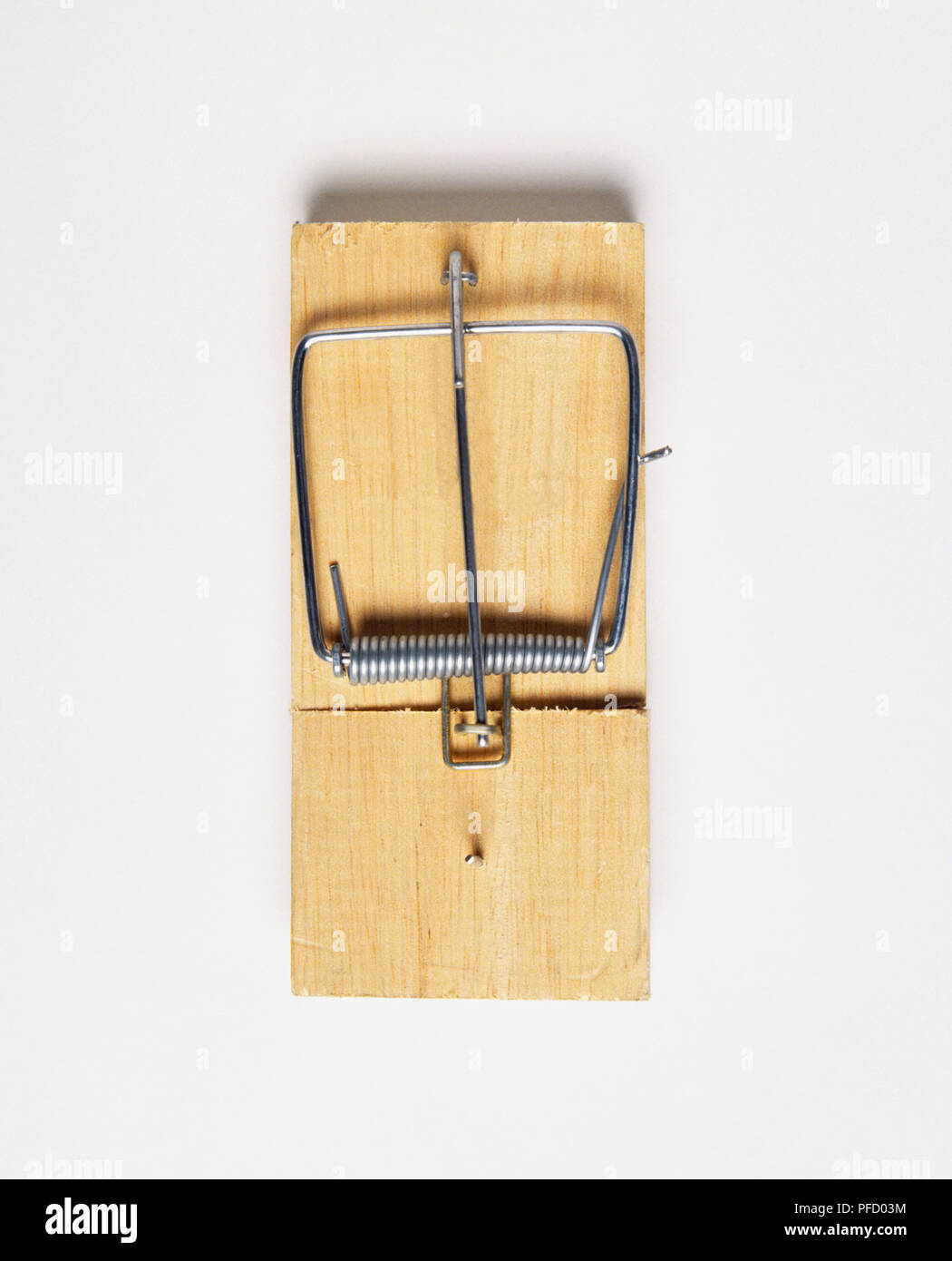 Il legno e il filo mousetrap, vista frontale. Foto Stock
