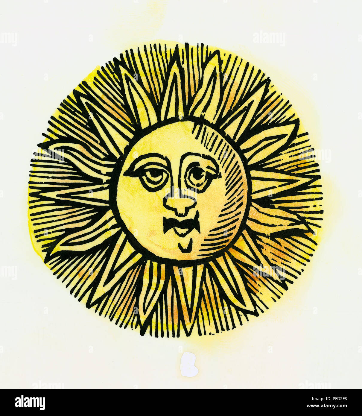 Un pre - Christian disegno del sole con una faccia Foto Stock