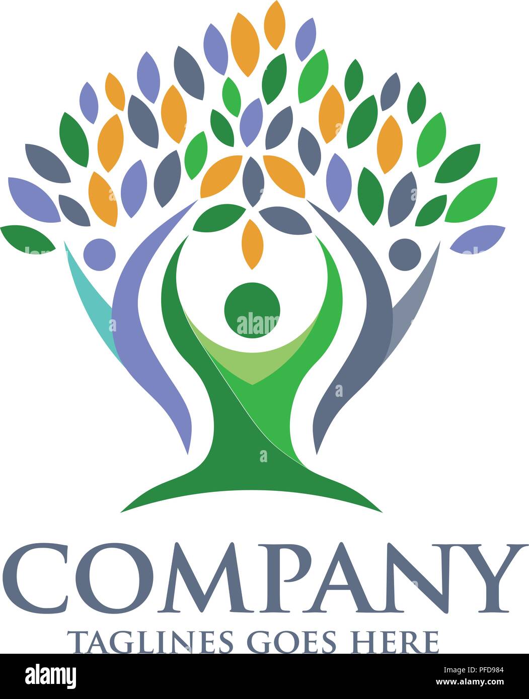 Family Health vettore logo, Family Tree logo ed impianto, cura della famiglia simbolo icona vettore di design. Illustrazione Vettoriale