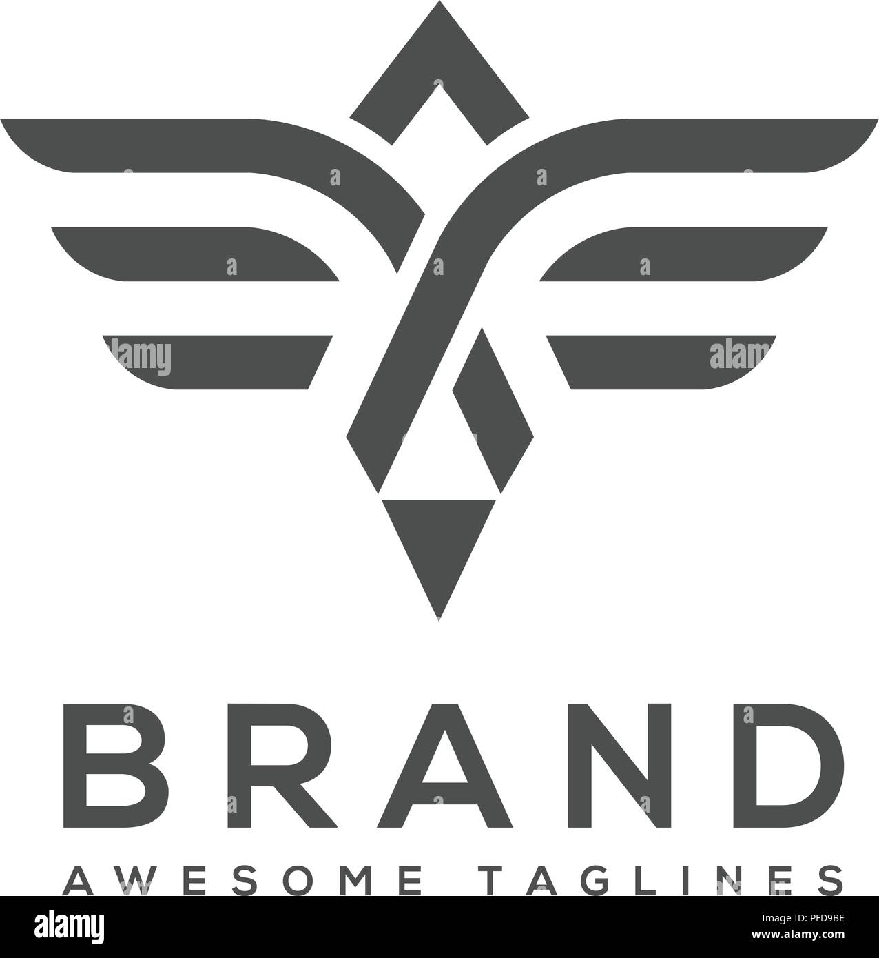 Miglior Vettore semplice ali logo . Winged logo azienda e icona flying ala, ala eagle marchio e logotipo ala figura di uccello Illustrazione Vettoriale