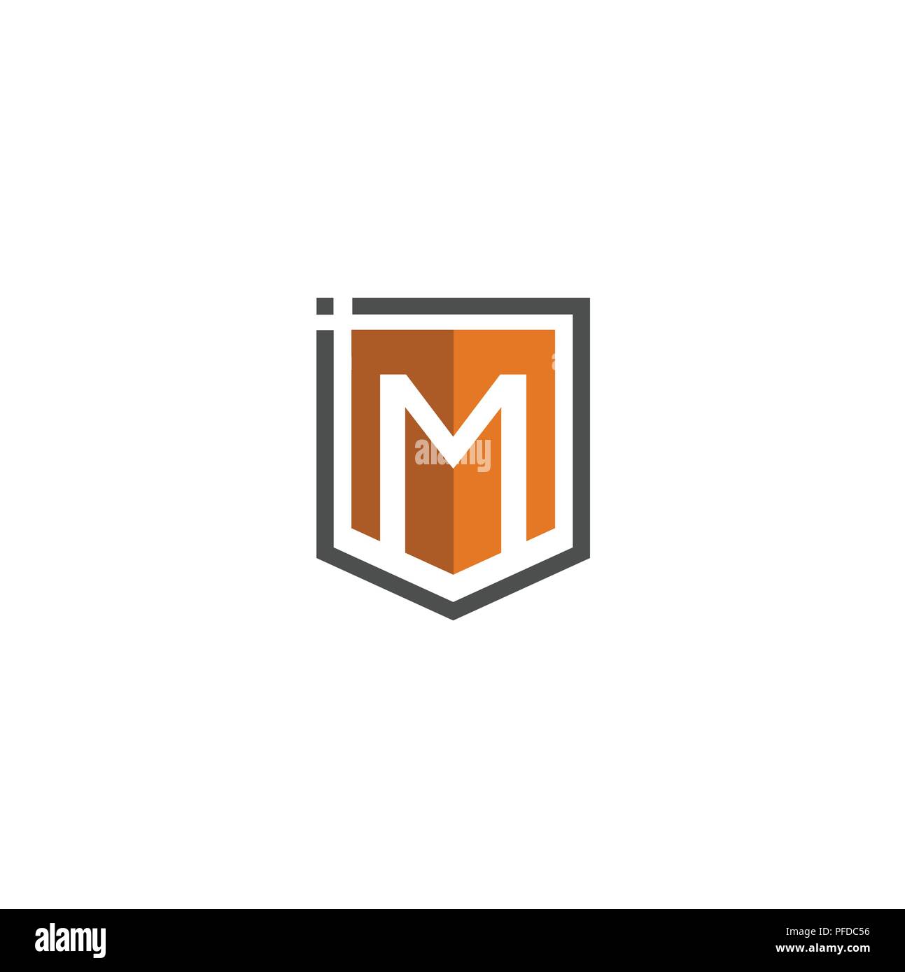 La lettera M scudo abstract logo tech logo stile, scudo creato con la lettera M elementi di linea, scudo abstract stile geometrico Illustrazione Vettoriale