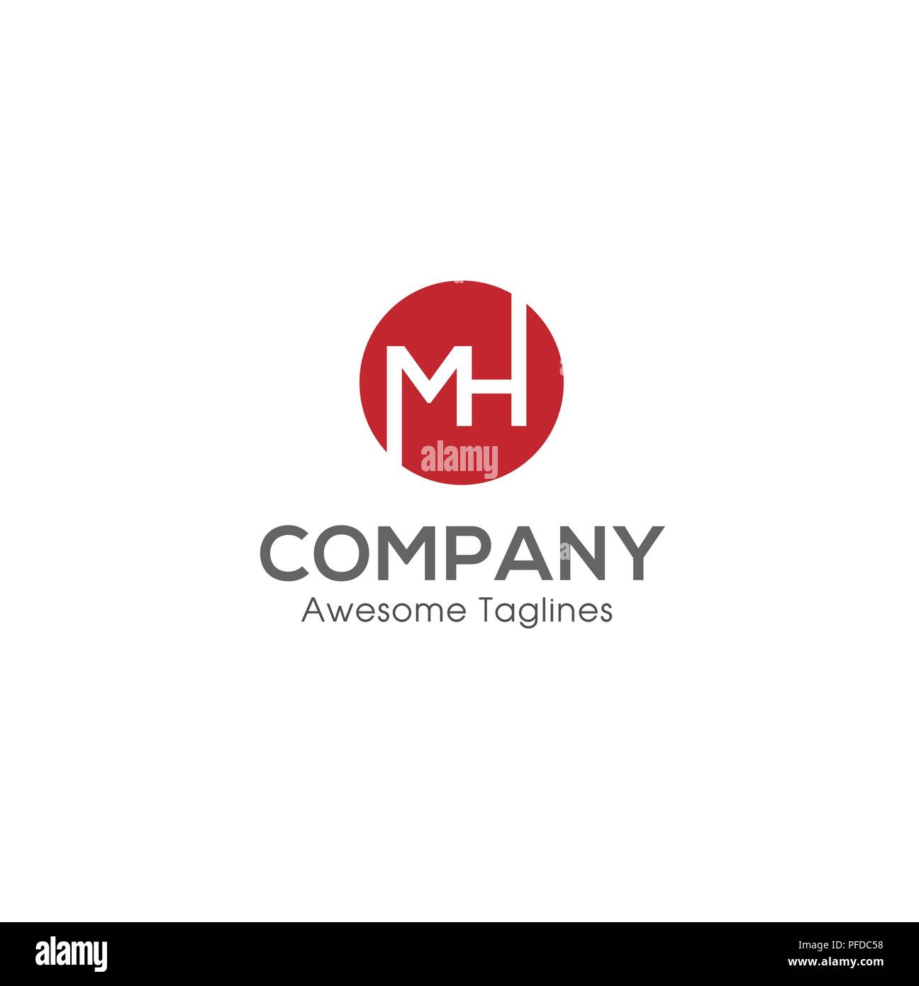 Lettera MH con cerchio logo design illustrazione vettoriale, modello, lettera M e H vettore logo, creative lettera MH logo lettera Illustrazione Vettoriale
