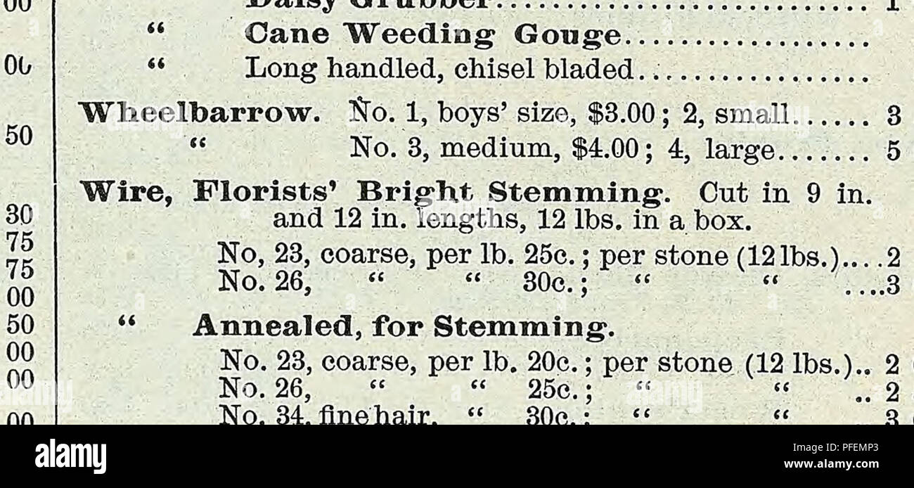 . Catalogo descrittivo di verdure, fiori e semi di fattoria. Vivai (orticoltura); vivaio; semi; lampadine (piante); GIARDINAGGIO; attrezzature e forniture; biancheria piante; Weeber &AMP; Don. Carrello e Hand-Cart Box. Con 1%. Pneumatici. $10.25 " 2% " " 11.25 '• 4 " " .: 12.25 allegati aggiuntivi. Barile, solo $2,25 canna e i perni di articolazione........ 2,75 perni, per coppia 50 di attacco degli sprinkler 3,25 Porce o pompa a spruzzo (GEM). 7.00 Leaf indietro 5.00 Scatola Hand-Cart 3.00. , E TBTJCK WATEB BARREI. "APOLLO" LAWN SWEEPER si riuniranno foglie, ramoscelli, coni un Foto Stock