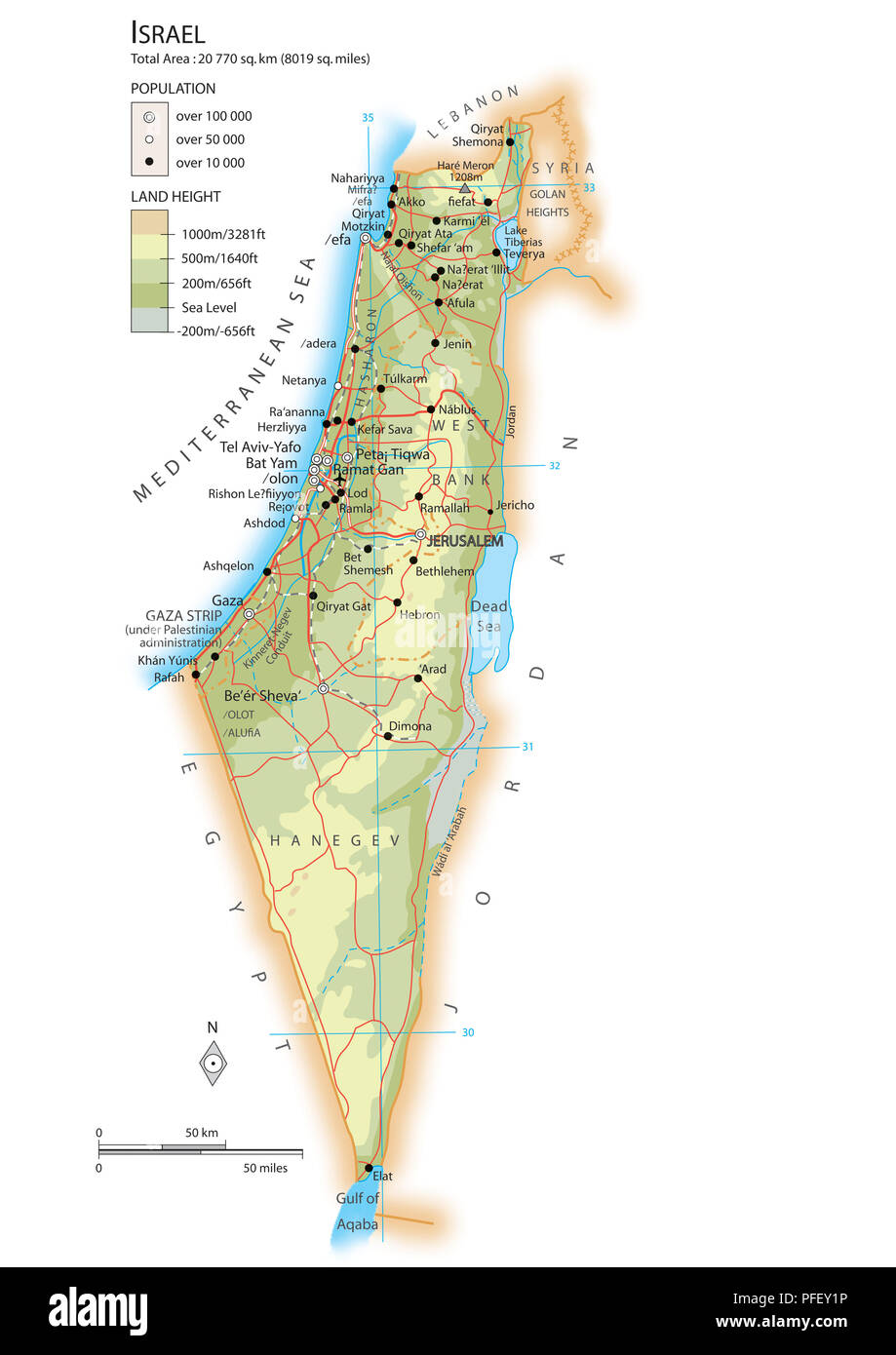 Mappa di Israele Foto stock - Alamy