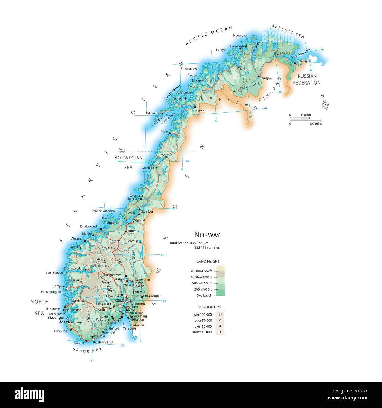 Mappa di Norvegia Foto Stock