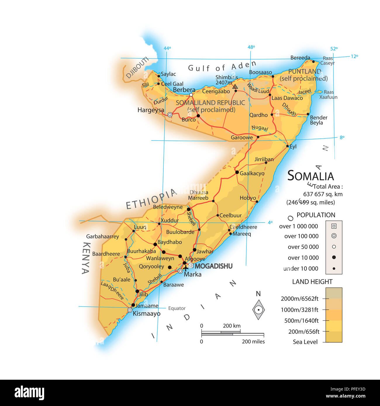 Mappa di Somalia Foto Stock