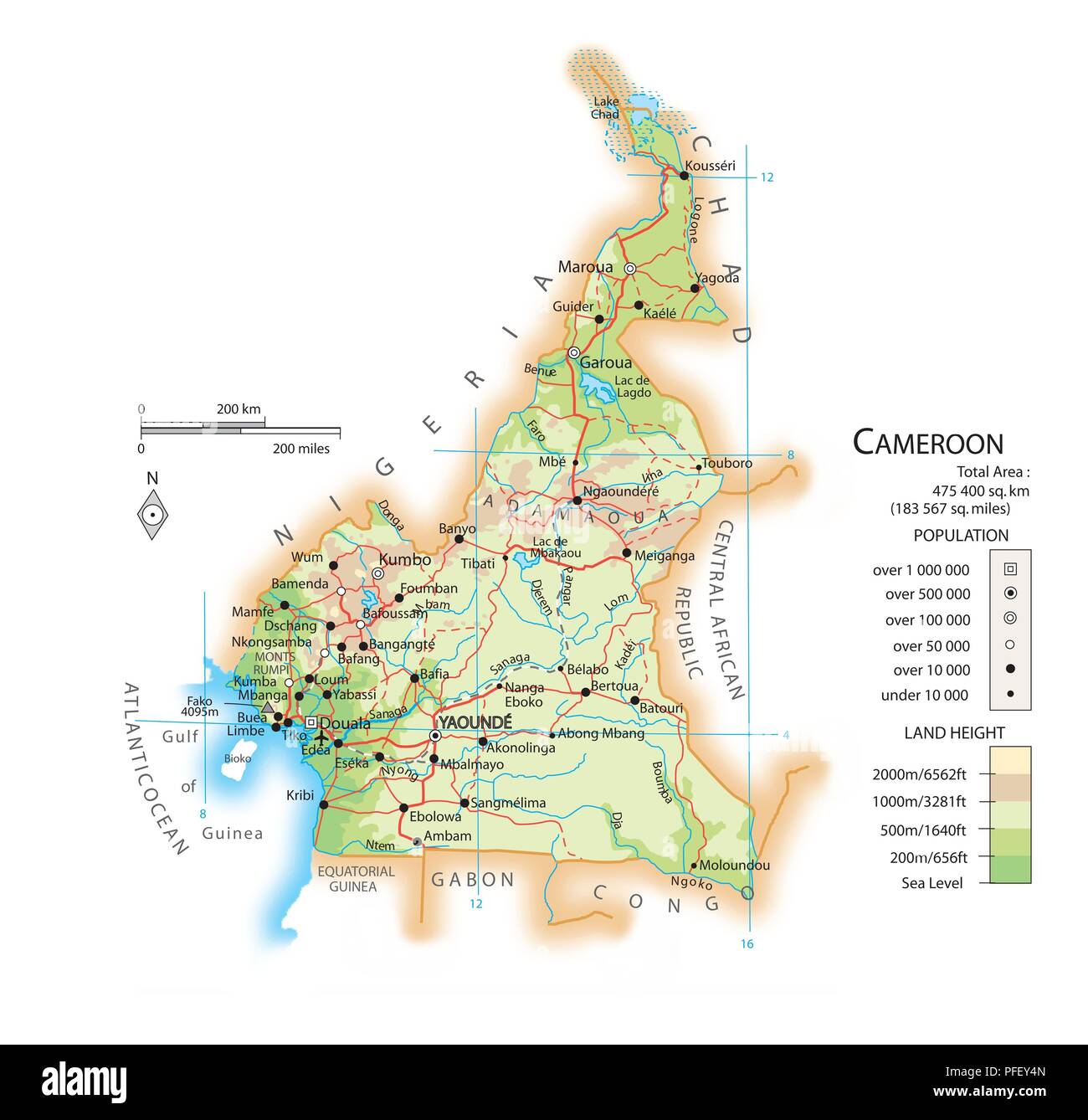 Mappa del Camerun Foto Stock