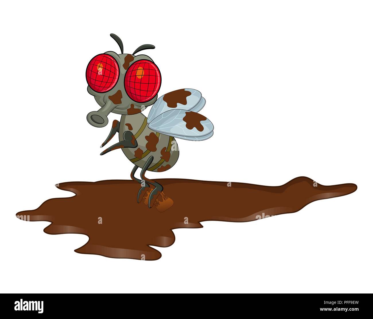 Sporco fly cartoon character design vettore isolato su sfondo bianco Illustrazione Vettoriale