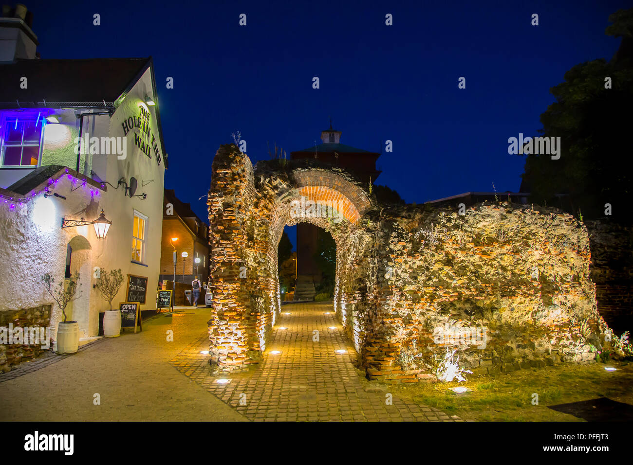 I RIFLETTORI BALKERNE cancello in Colchester, Essex, Regno Unito Foto Stock