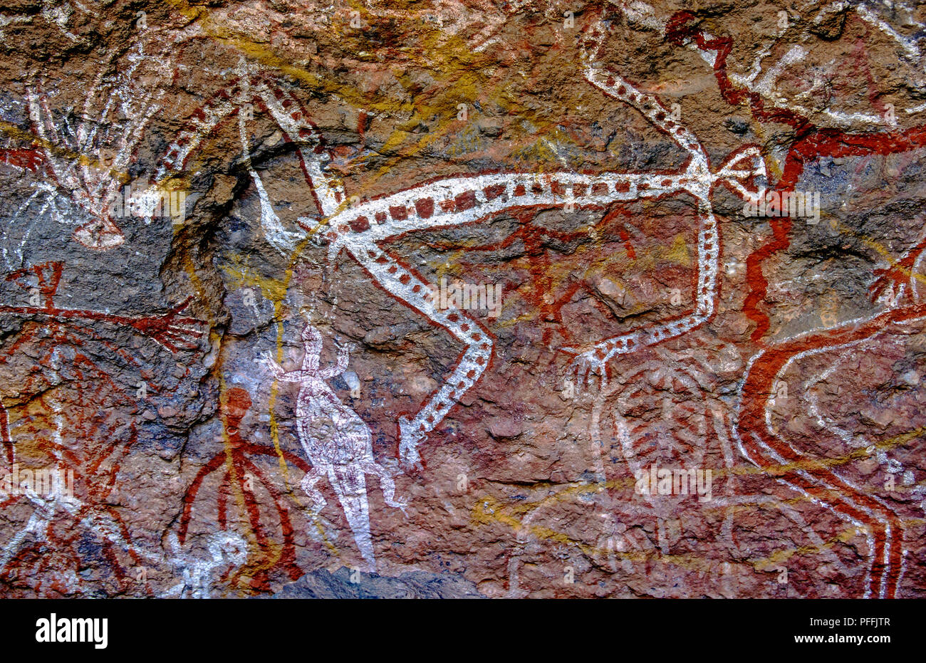 Australia Territorio del Nord - Nourlange Rock - Kakadu National Park - uno dei graffiti aborigeni Foto Stock
