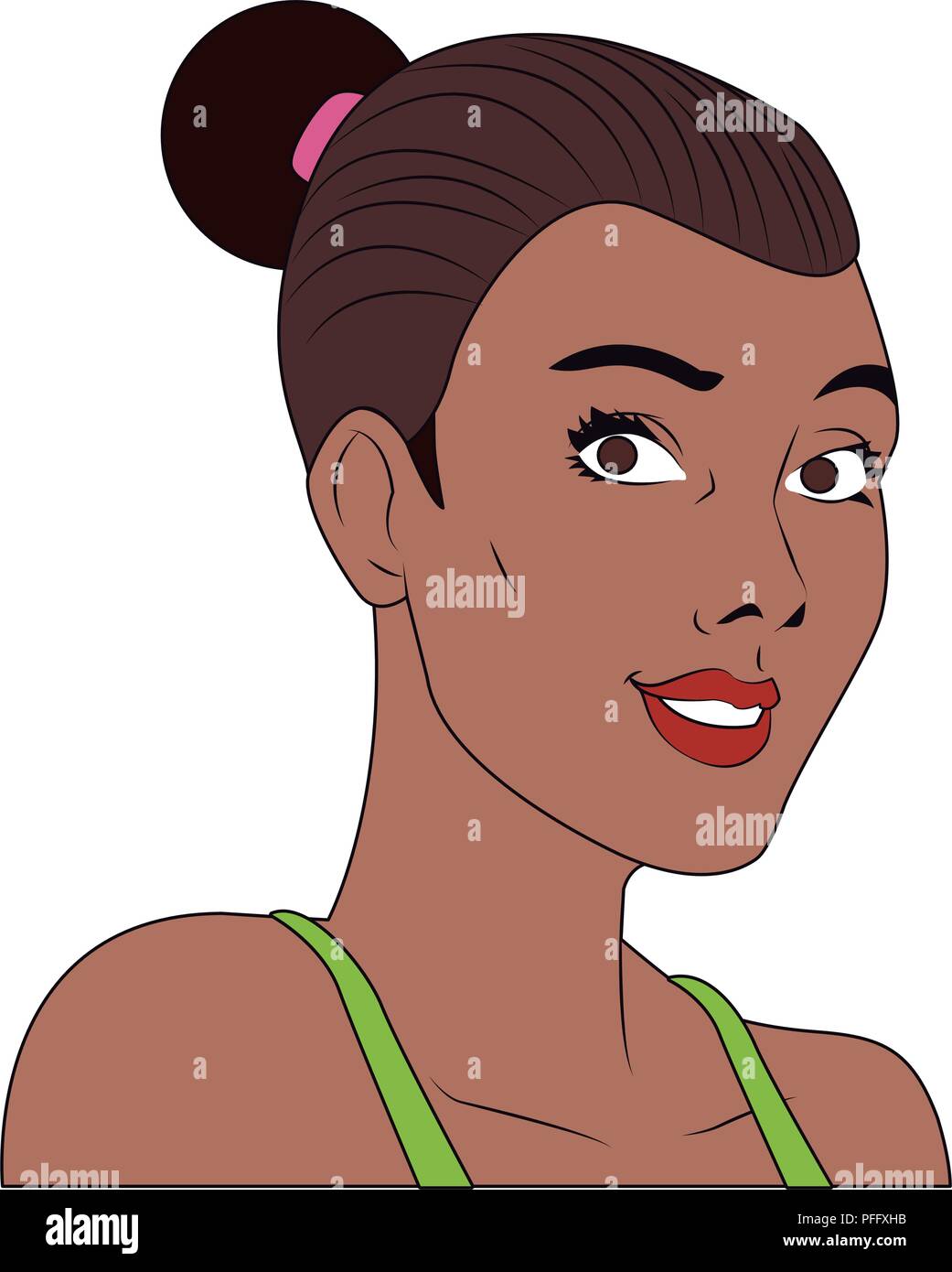 Profilo di donna pop art cartoon Illustrazione Vettoriale