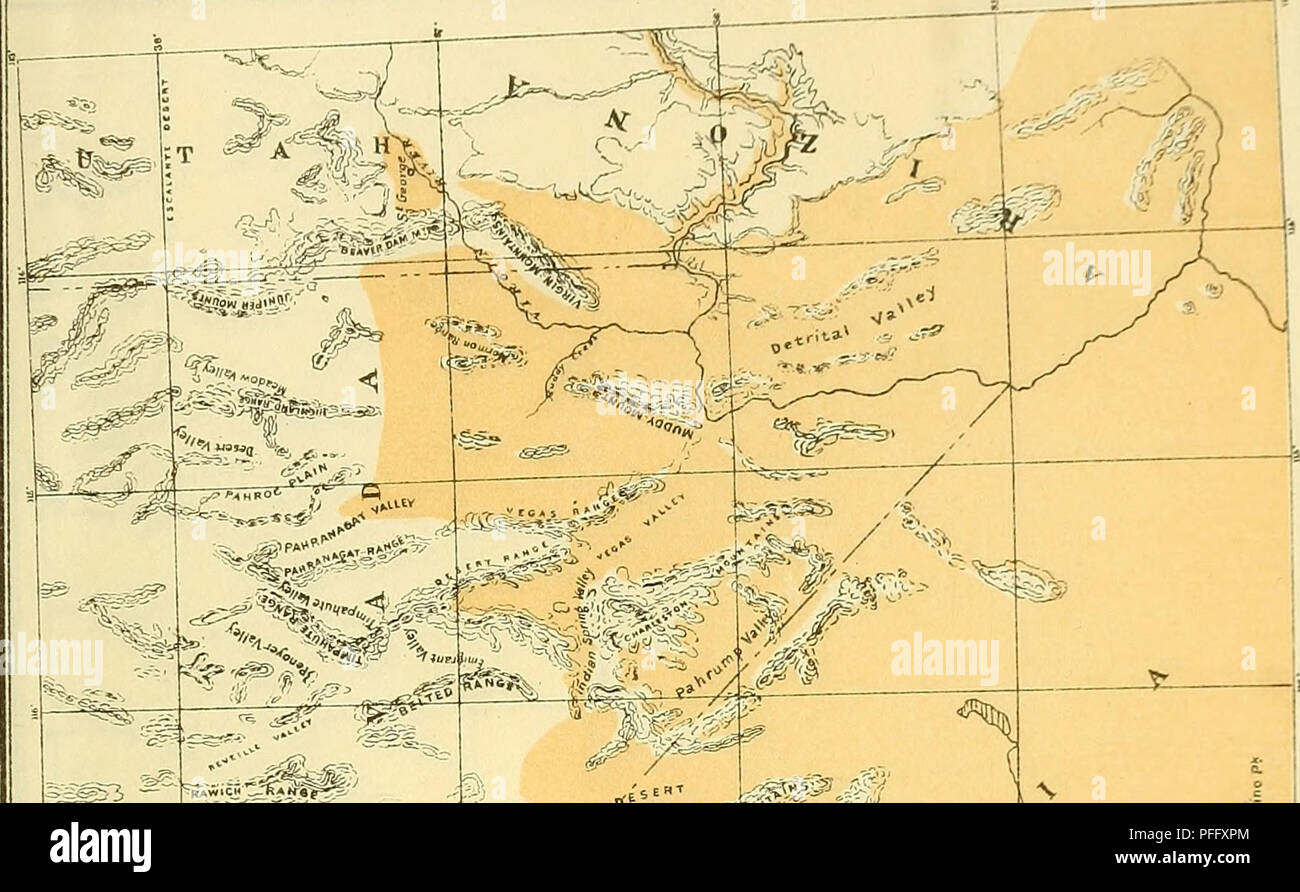 . La valle della morte la spedizione. Una indagine biologica di parti della California, Nevada e Arizona e Utah. Zoologia e botanica; storia naturale. N. Am. La fauna, No. 7. Mappa 2.. -G^. ,-; #58^. Si prega di notare che queste immagini vengono estratte dalla pagina sottoposta a scansione di immagini che possono essere state migliorate digitalmente per la leggibilità - Colorazione e aspetto di queste illustrazioni potrebbero non perfettamente assomigliano al lavoro originale. Fisher, A. K. (Albert Kenrick), 1856-1948; Stejneger Leonhard, 1851-1943; Gilbert, Charles Henry, 1859-1928; Riley, Carlo V. (Carlo Valentino), 1843-1895; Stearns, Robert E. C. (Robert Edwards C Foto Stock