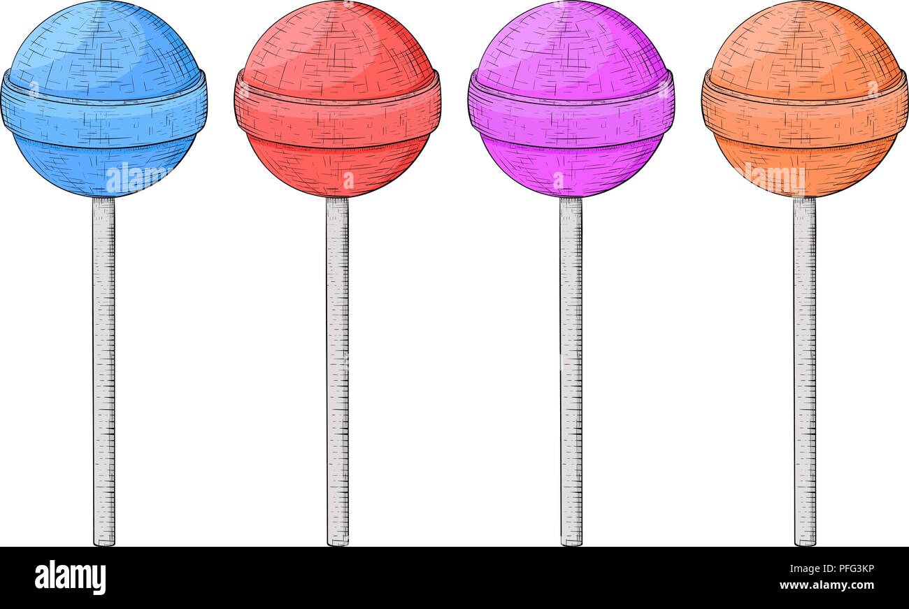 Lecca lecca. Set colorato. Mano bozzetto Illustrazione Vettoriale