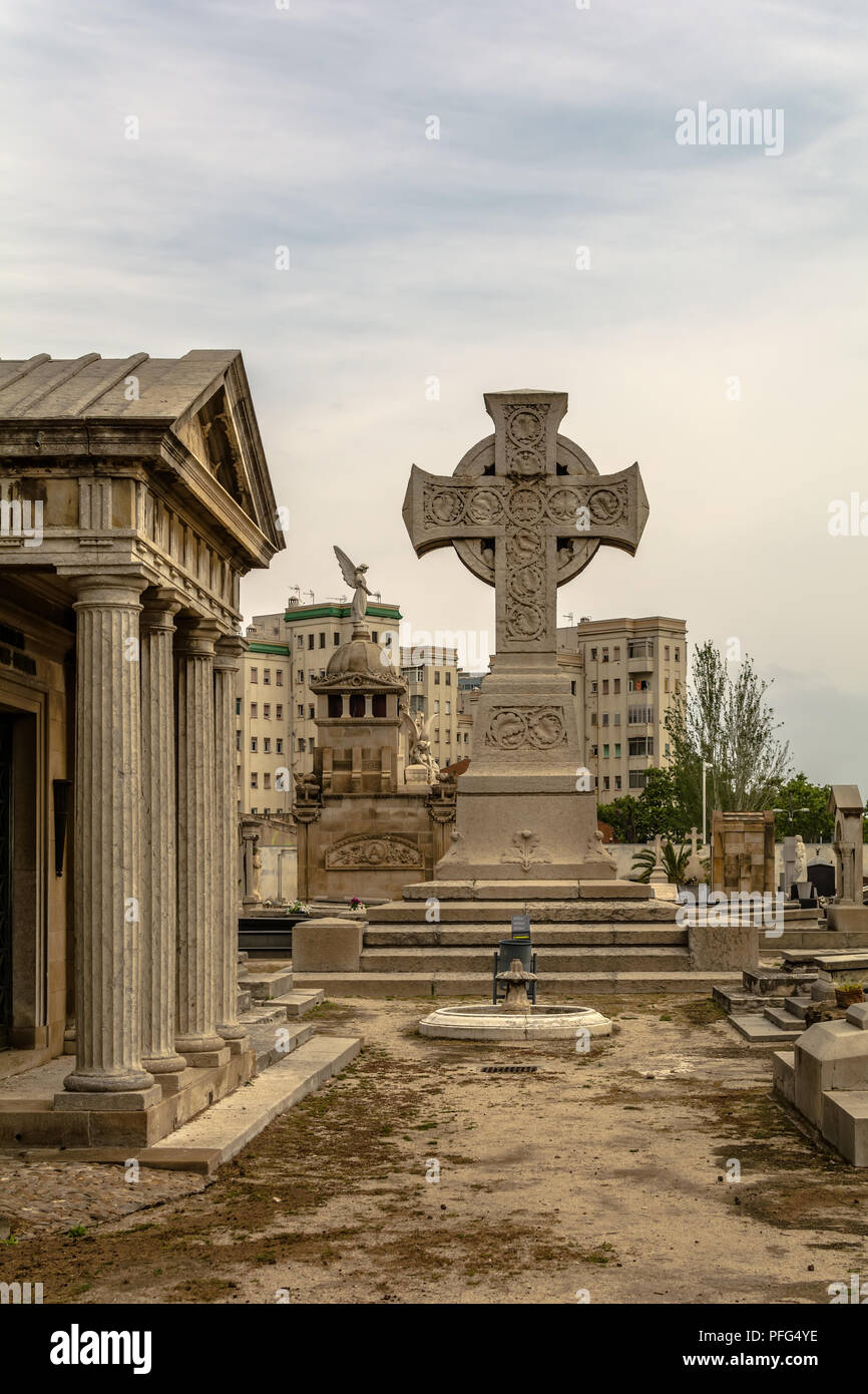 Croce celtica del Poblenou cimitero. Foto Stock