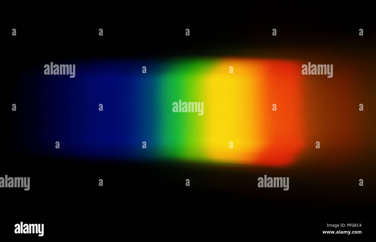 Banda di luce che illustra lo spettro dei colori visibili all'occhio umano. Foto Stock