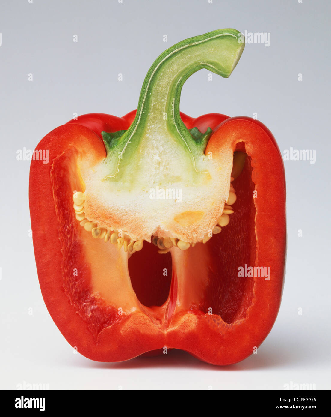 Fette di pepe rosso. Foto Stock