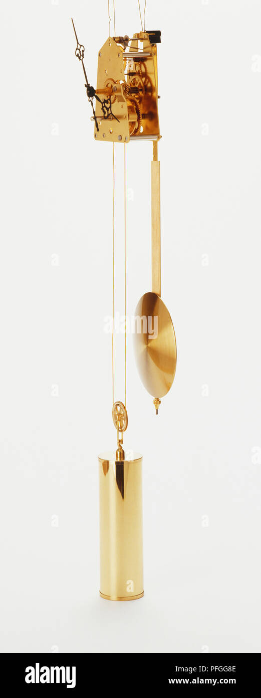 Oro orologio a pendolo senza custodia. Foto Stock