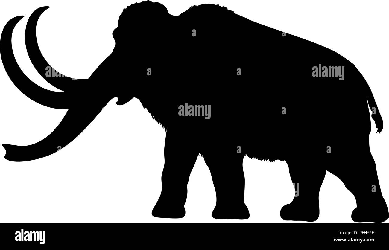 Mammoth silhouette estinto animale mammifero Illustrazione Vettoriale