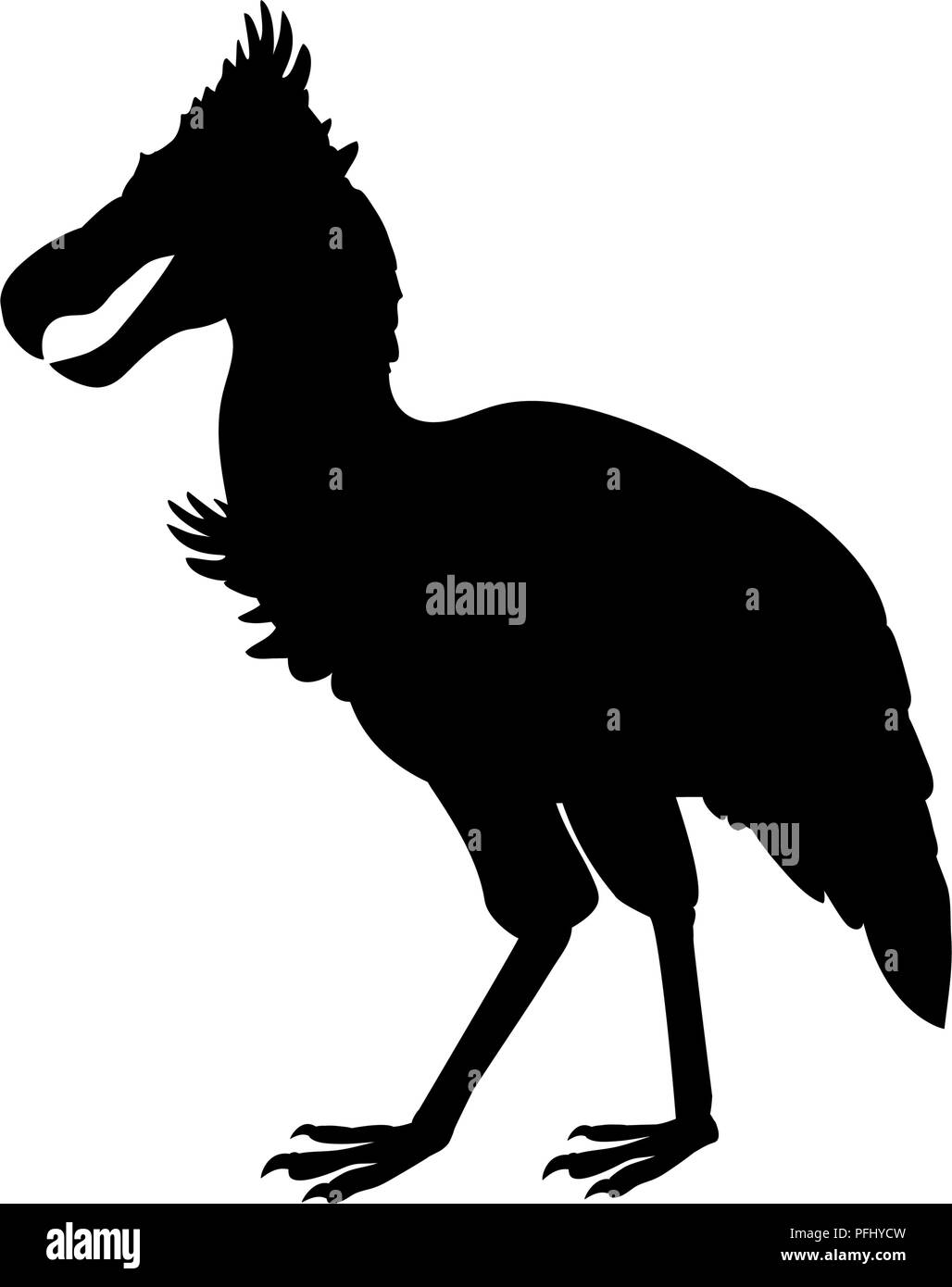 Phorusrhacos prehistoricbird silhouette animale estinto Illustrazione Vettoriale