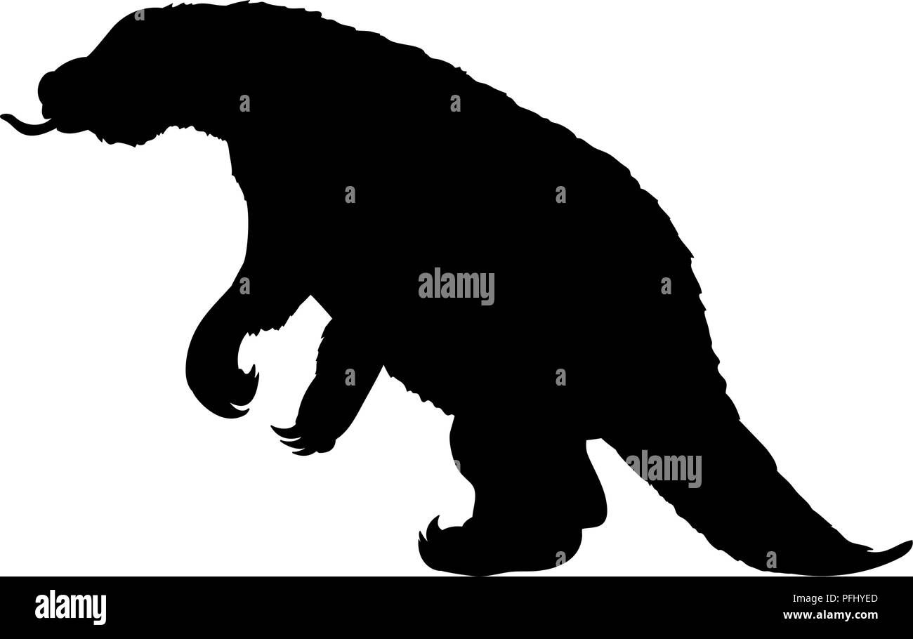 Silhouette Megatherium estinti preistorico animale mammifero Illustrazione Vettoriale