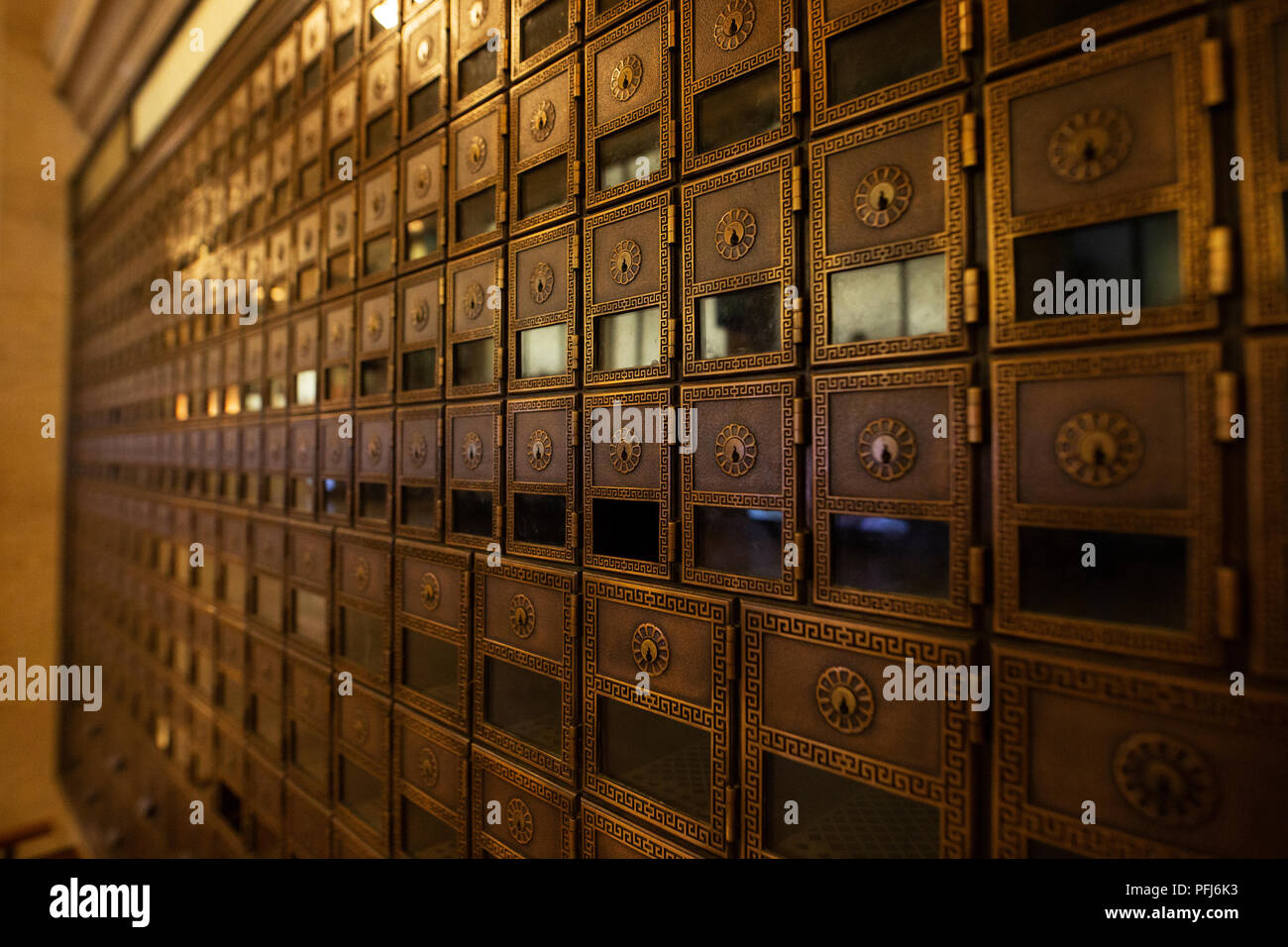 Il vecchio ufficio postale caselle all'ex DC di Washington Post office (City Post Office Building), che ora ospita il Smithsonian Nazionale Museo Postale. Foto Stock