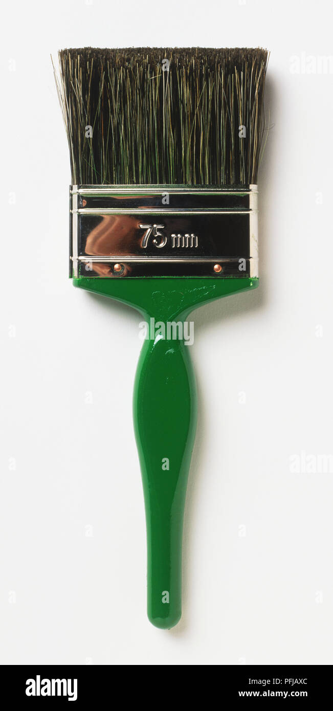 Pennello con maniglia verde Foto Stock