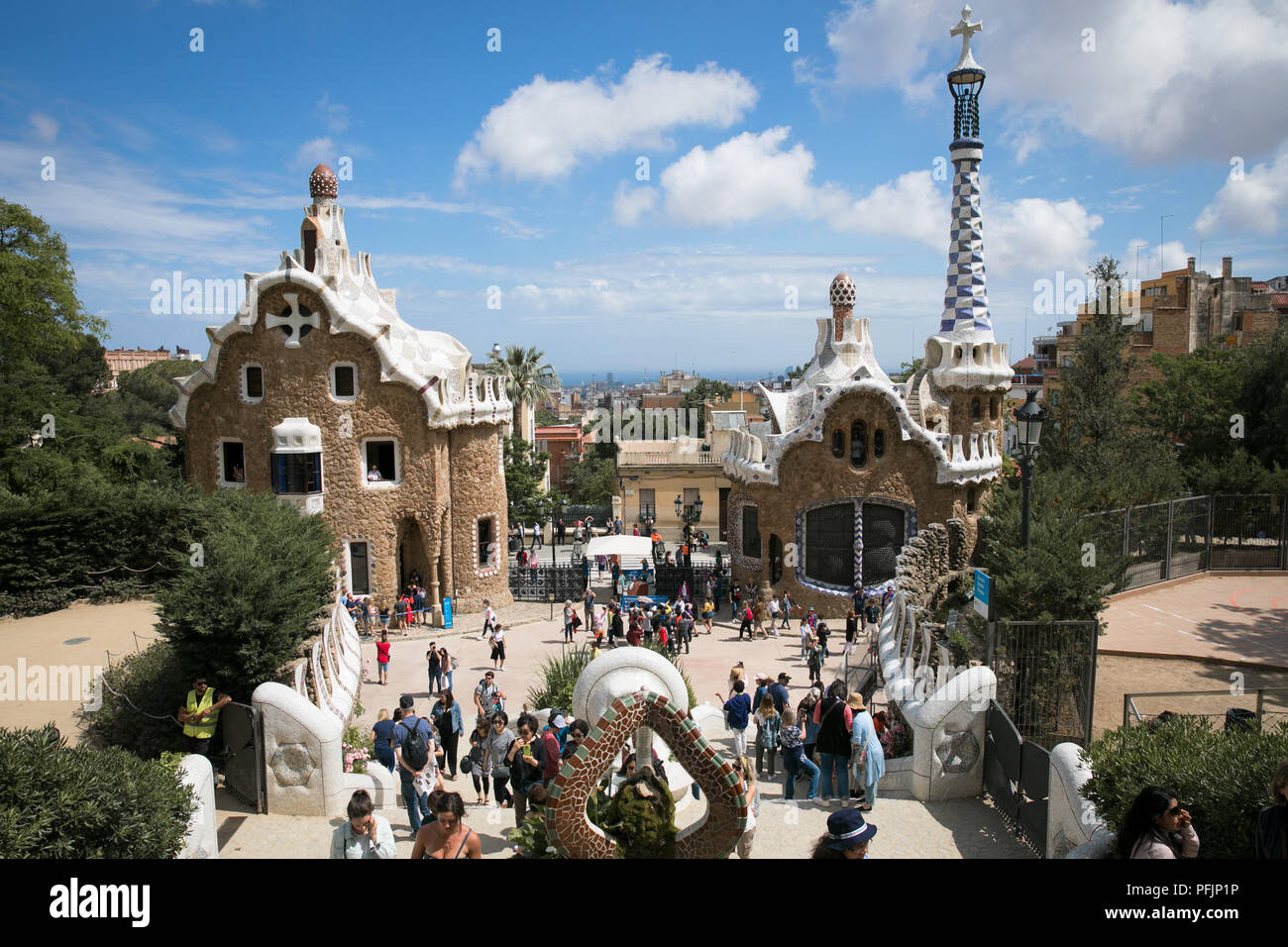 Parco Guell Barcellona Spagna giornata di sole Foto Stock
