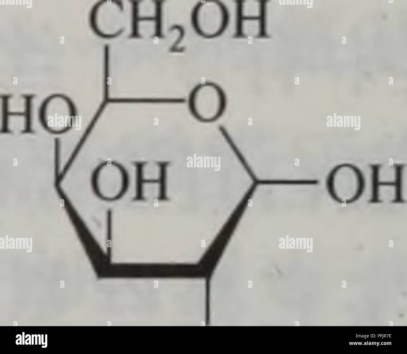 Questa sembra essere una rappresentazione della struttura chimica, probabilmente correlata alla chimica dei carboidrati, inclusi composti come glucosio, mannosio e galattosio. La ricerca verosimilmente si collega a studi in botanica o biochimica vegetale. Il contenuto potrebbe essere collegato a percorsi genetici o biochimici all'interno delle specie vegetali. Foto Stock