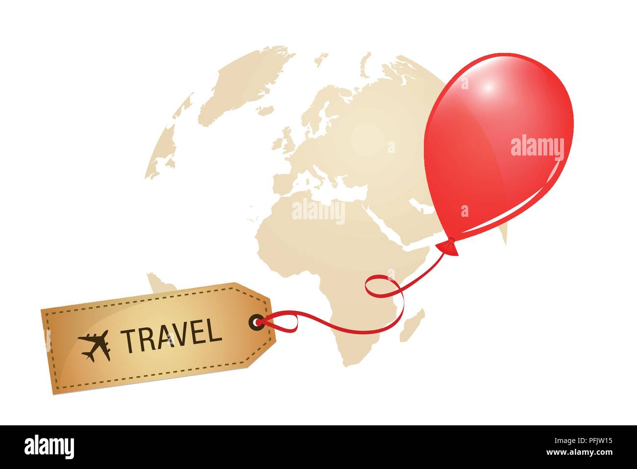 Viaggiare in tutto il mondo etichetta palloncino rosso illustrazione vettoriale EPS10 Illustrazione Vettoriale