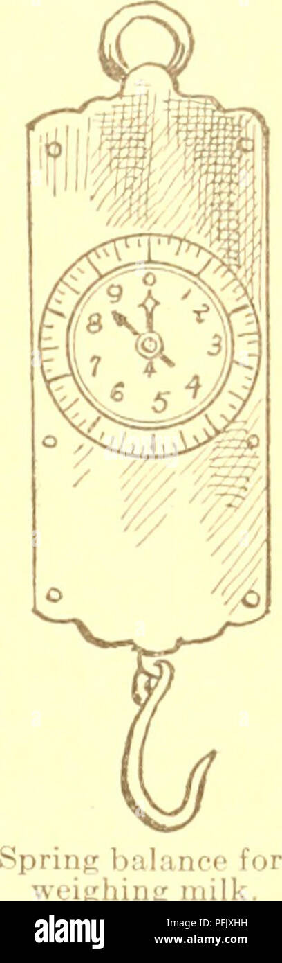 . Dairy laboratory manual e note book. La produzione di latte. Data di grado . Esercizio 27. Oggetto.-Per determinare la capacità di separatori. Apparecchiatura.-due grandi campionatori a immersione; 2 quattordici quart secchi; una quan- tity di latte. (Due o più gli studenti possono lavorare insieme. Passaggio 1. Vedere che il latte è alla giusta temperatura, 90° e 98° F., e che vi è una quantità sufficiente per mantenere un flusso completo durante l'esecuzione sperimentale. Avviare indotta- ing, e prendere il primo crema di latte e di latte scremato in campionatori a immersione. Quando il latte è in esecuzione un flusso normale, prendere i campionatori a immersione di distanza e lasciare che il latte scremato e di crema di latte eseguito nel rego- lar secchi fo Foto Stock