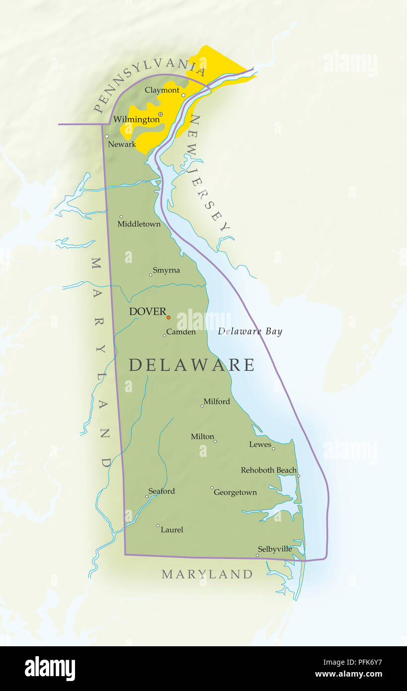 Mappa di Delaware, close-up Foto Stock