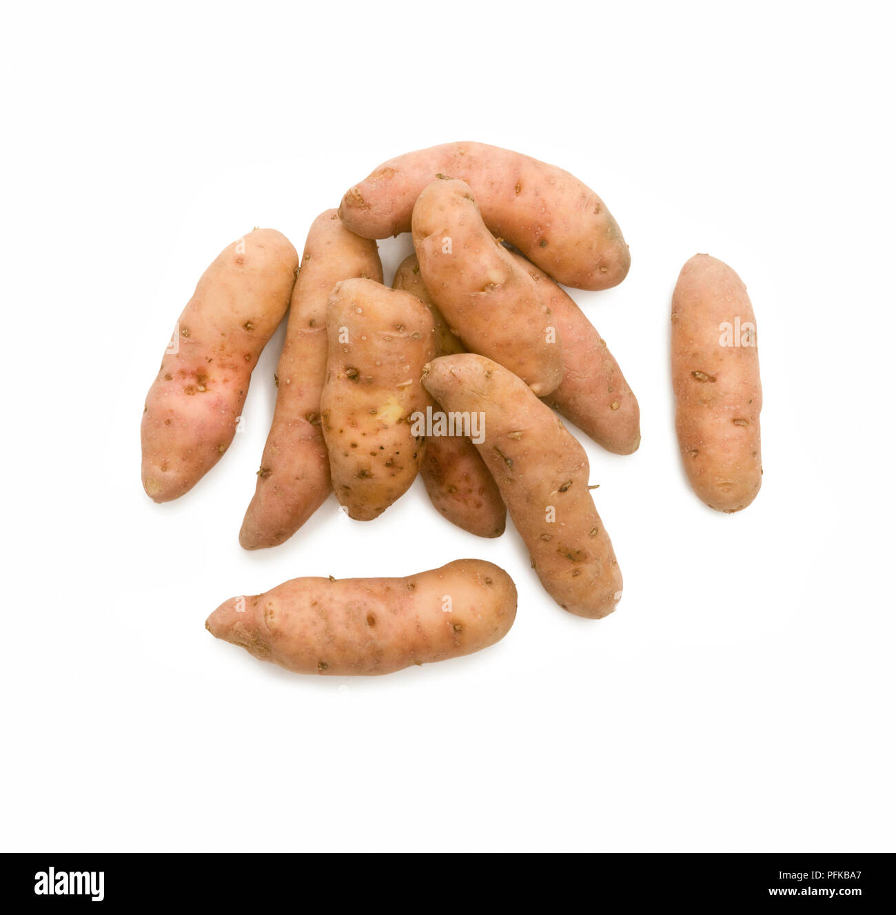 'Rosa fur apple' patate, insalata di patate coltivate in Gran Bretagna Foto Stock