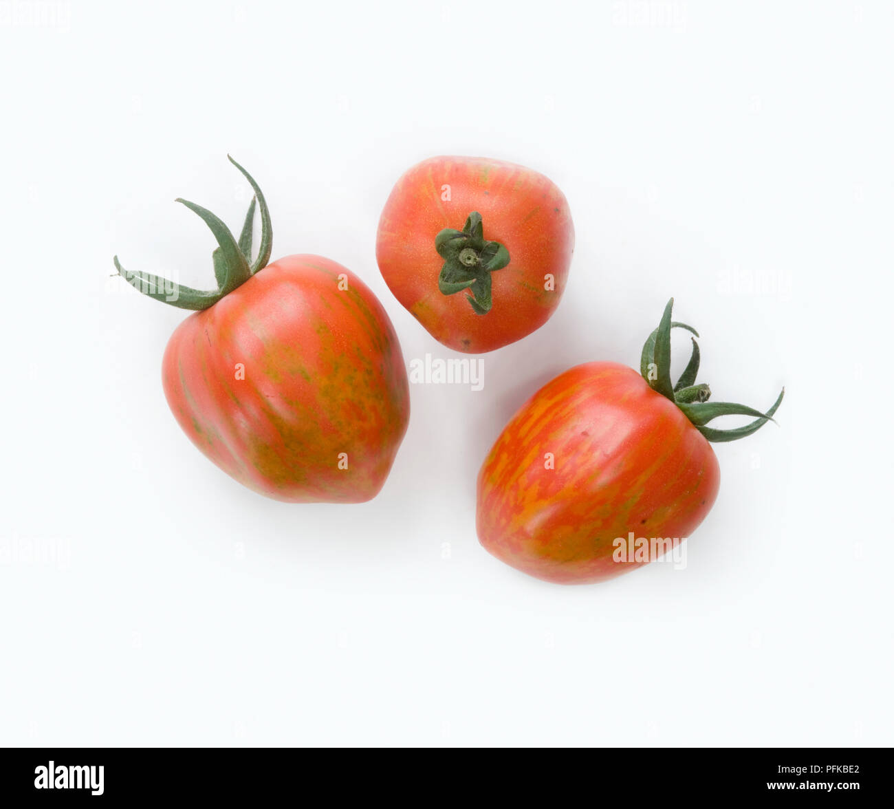 Pomodori 'Mr Stripey', cimelio di pomodoro, close-up Foto Stock