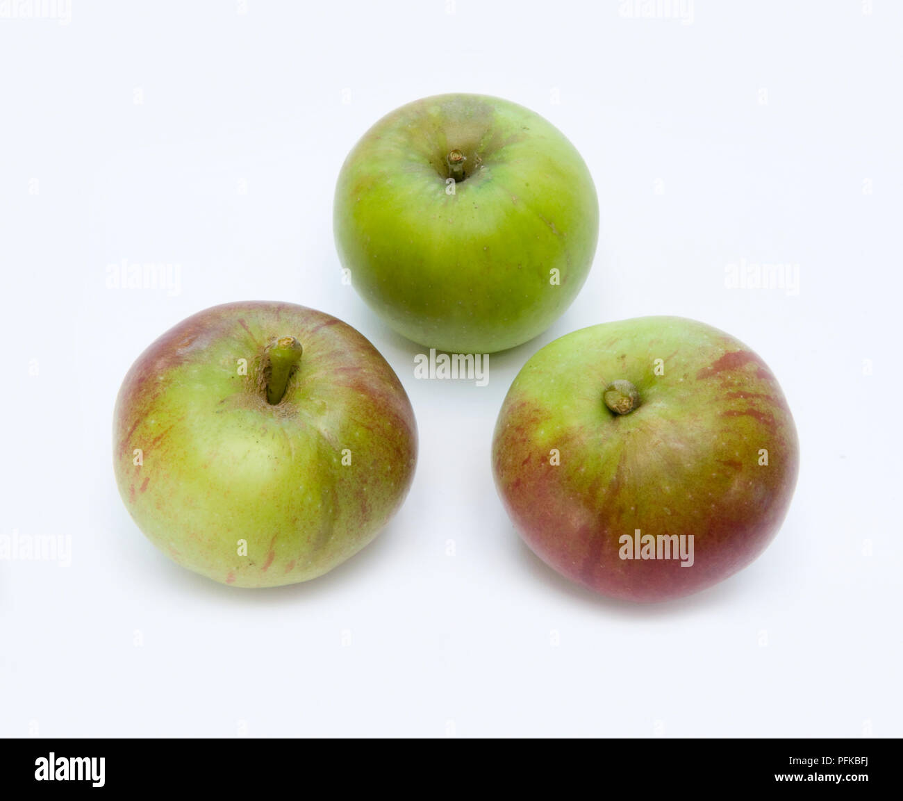 Mele "Re della Pippin', tre mele coltivate in Gran Bretagna, close-up Foto Stock