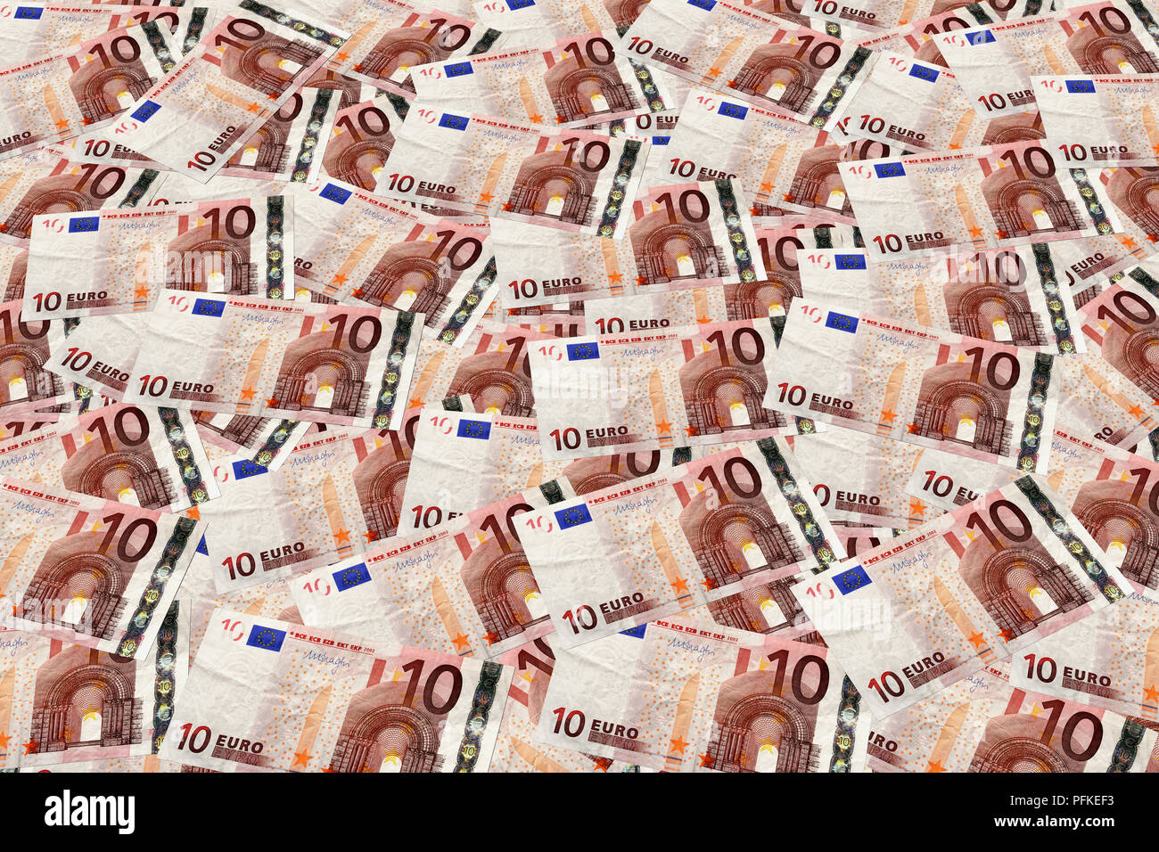 3D'illustrazione. Sfondo. Le banconote di euro 10 Foto Stock