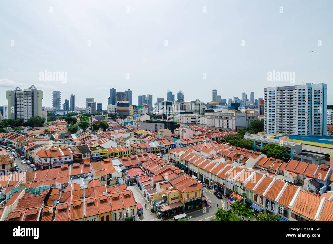 Vista aerea di Little India. Little India è la zona delimitata da Serangoon Road. È ricca di architettura, cultura e storia. Foto Stock