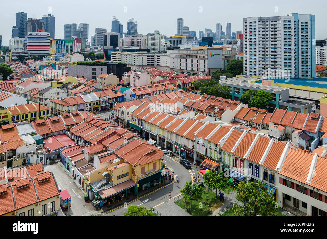 Vista aerea di Little India. Little India è la zona delimitata da Serangoon Road. È ricca di architettura, cultura e storia. Foto Stock