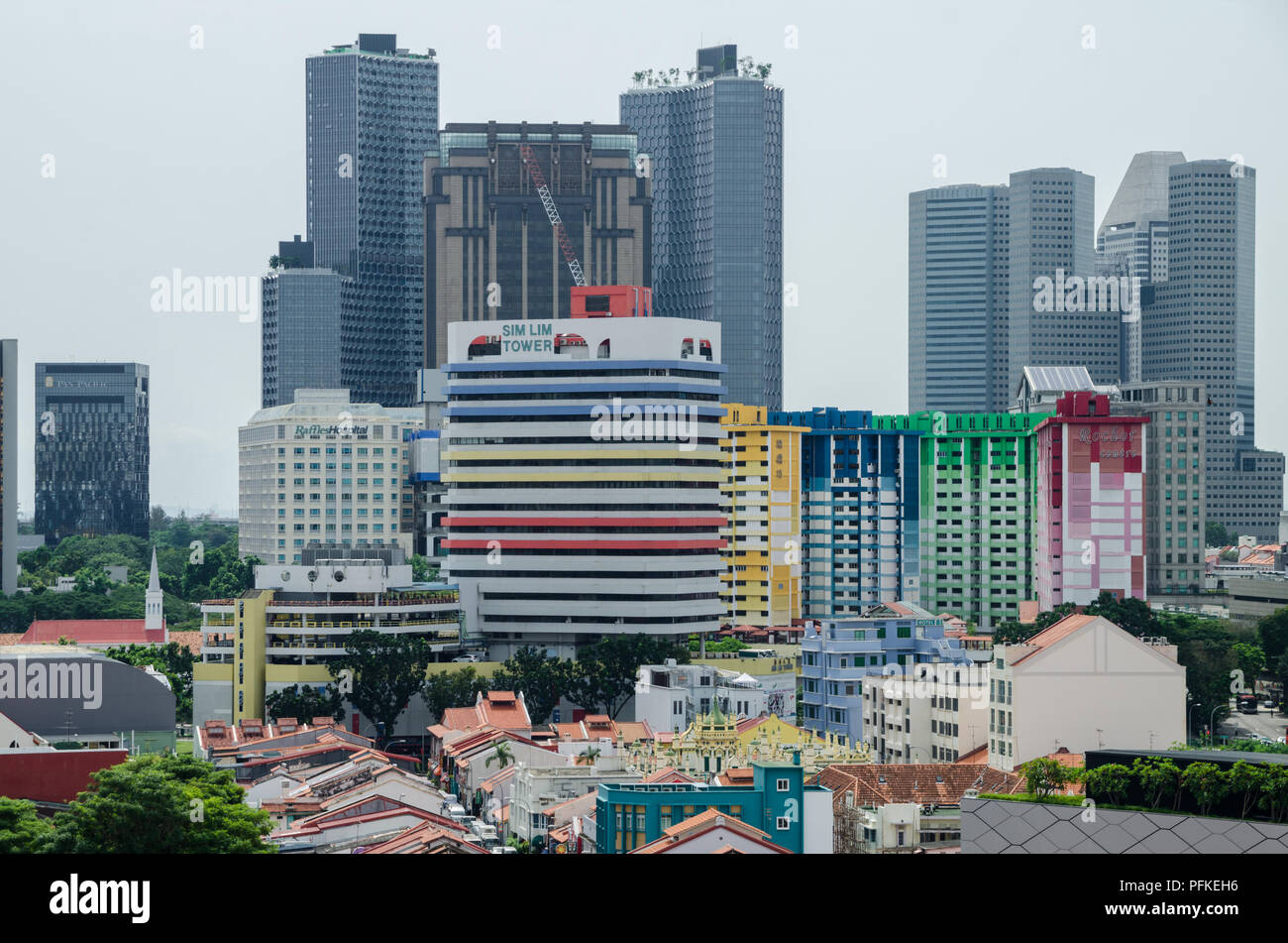 Vista aerea di Little India. Little India è la zona delimitata da Serangoon Road. È ricca di architettura, cultura e storia. Foto Stock