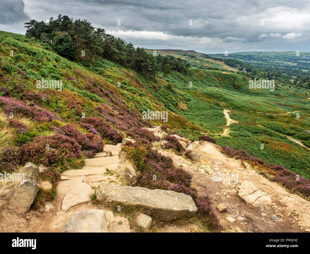 Il Millennium modo sentiero a Ilkley balze a Ilkley Moor West Yorkshire Inghilterra Foto Stock