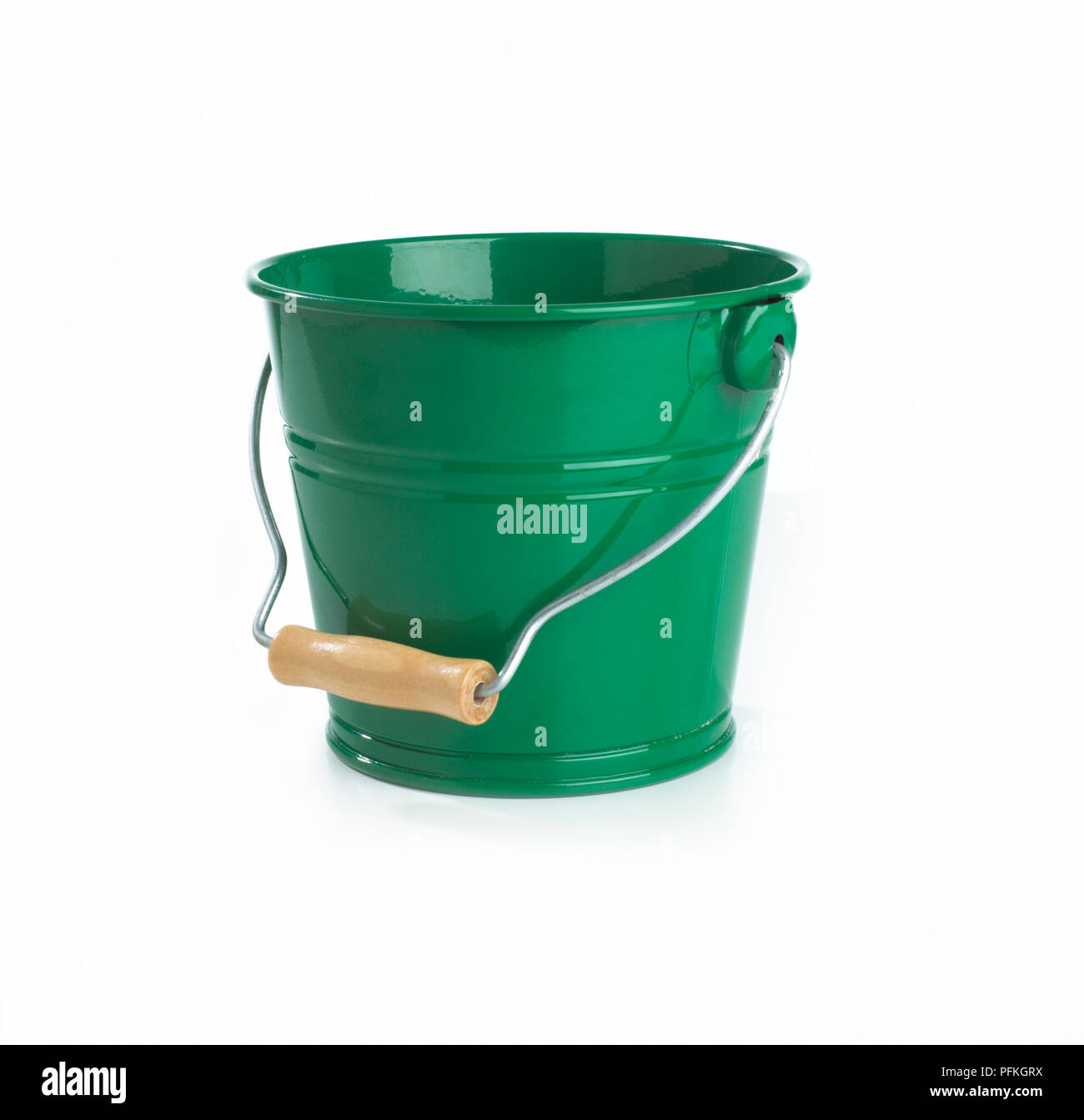 Verde della benna in metallo, close-up Foto Stock