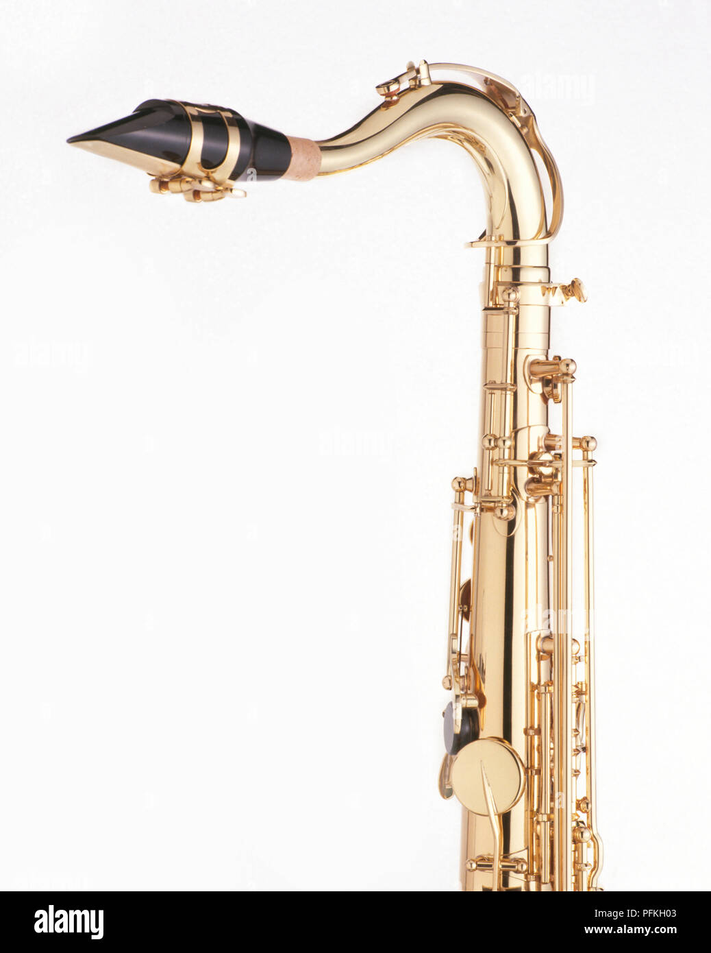 Sax Tenore, alta sezione con boccaglio, close-up Foto Stock