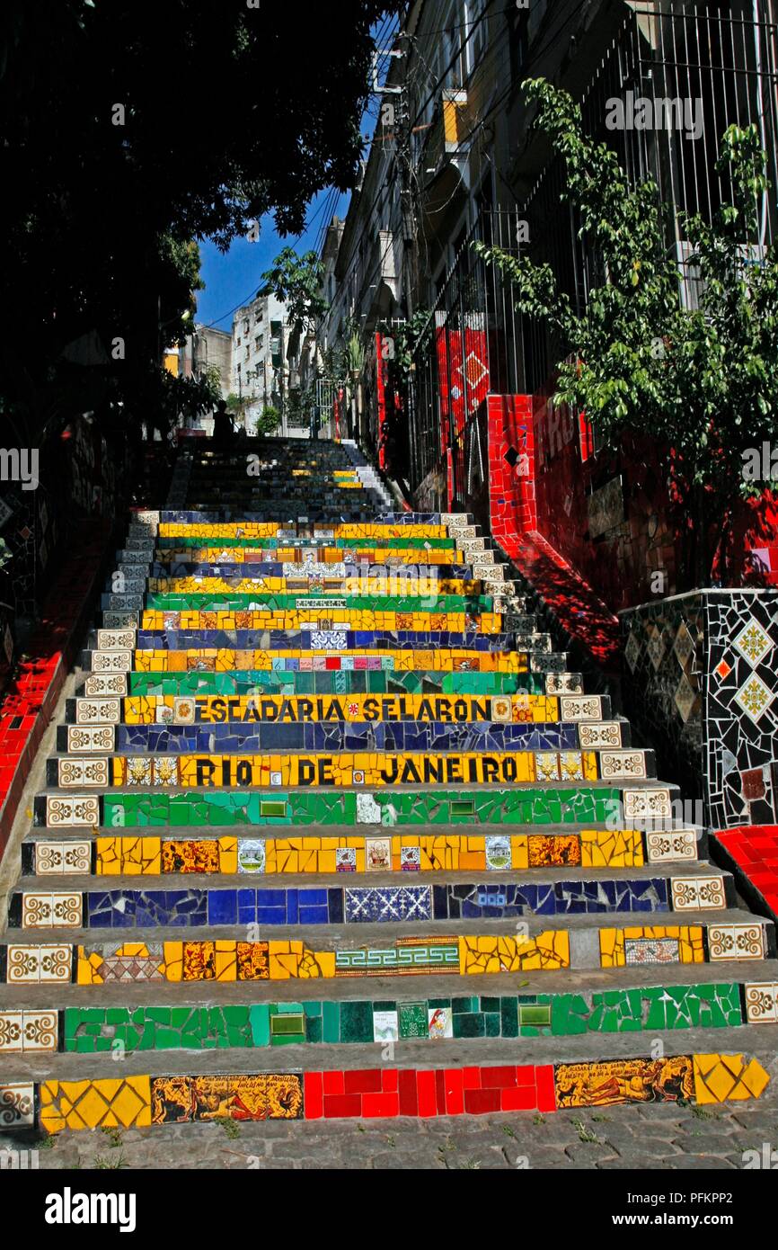 Il Brasile, Rio de Janeiro, Selaron passi di Santa Teresa Foto Stock